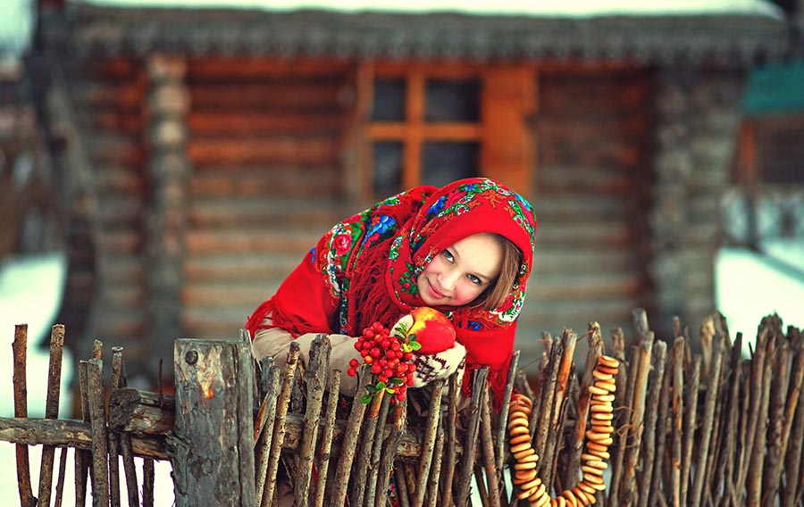 Sexy girl Women in Slavic costumes in Stuttgart
